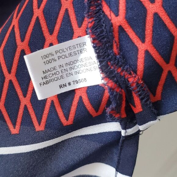 VIOLET + CLAIRE RED WHITE BLUE TUNIC TOP BLUE MEDIUM GEOMETRIC NAUTICAL PATRIOT - Picture 5 of 12